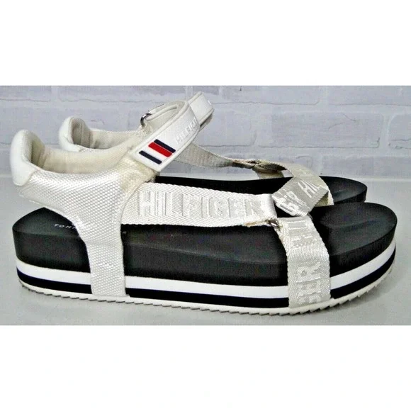 Tommy Hilfiger Womens Beckia White Platform Sandals 10 Medium - Picture 5 of 7
